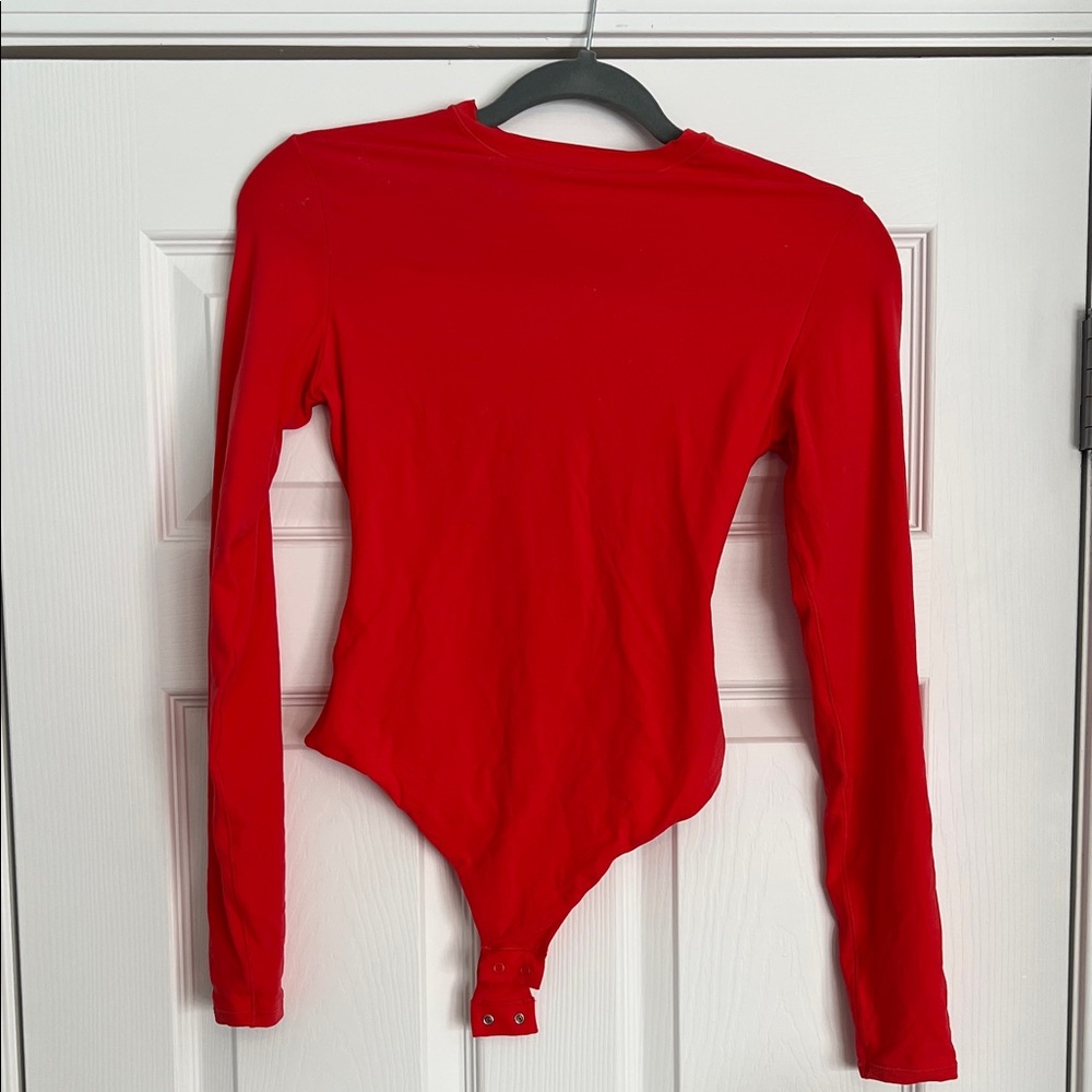 SKIMS Vibrant Red Long Sleeve Bodysuit